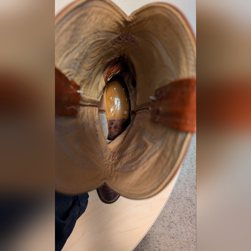 Nocona Brown Cowboy Western Boots with Decorative Stitching - Picture 8 of 10